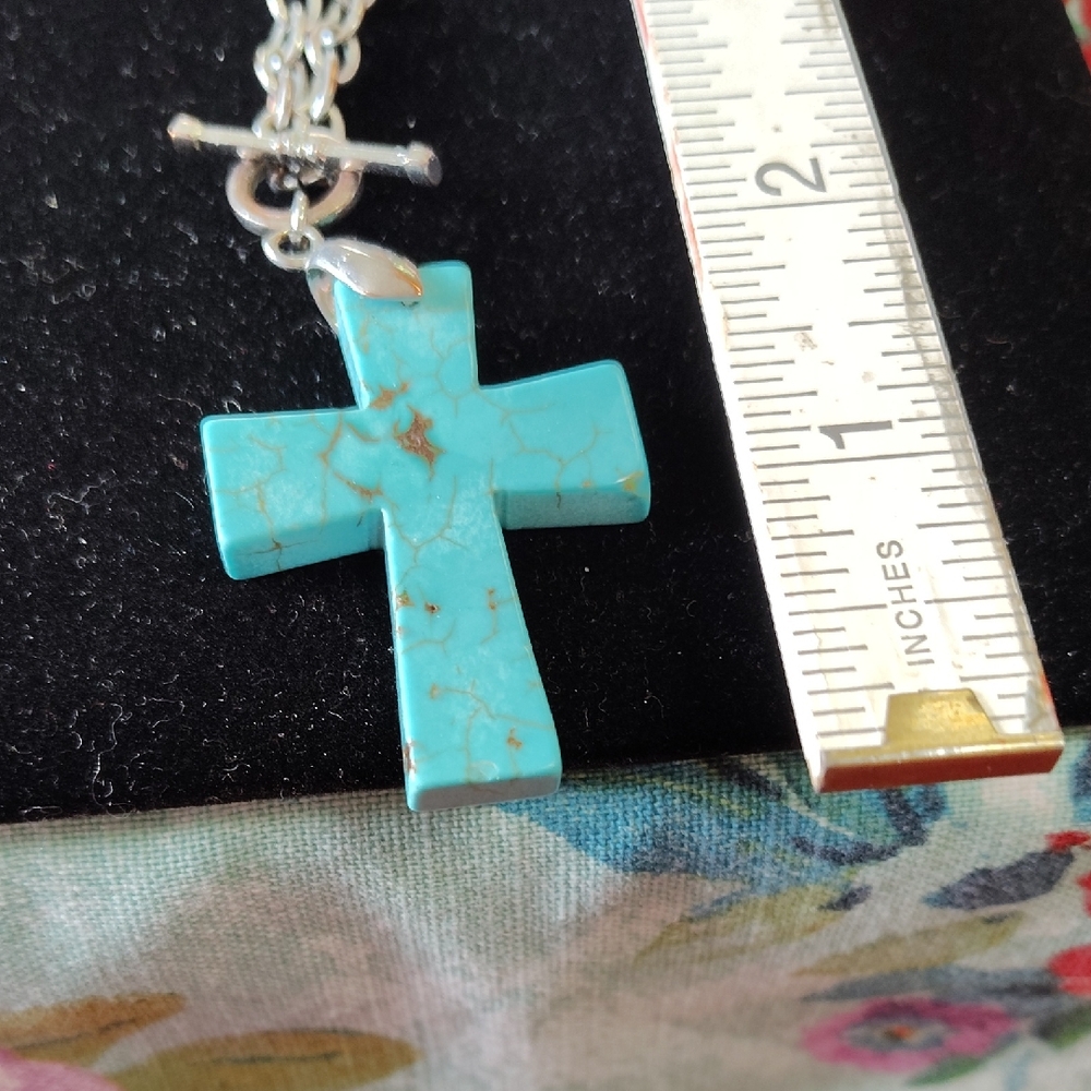 Turquoise Cross Pendant Necklace